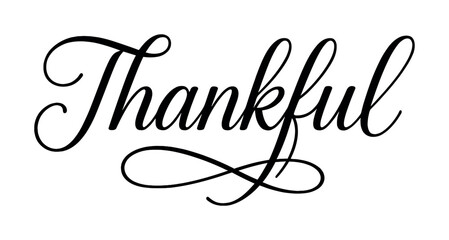Elegant thankful script in black and white calligraphy design