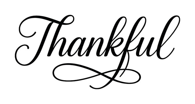 Elegant thankful script in black and white calligraphy design