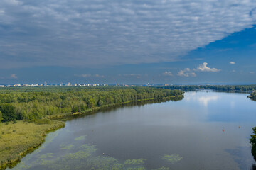 Drone view of Paprocańskie Lake near Tychy