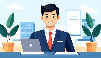 Businessman at a reception desk