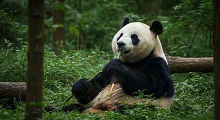 Fototapeta premium Panda in Bamboo Forest