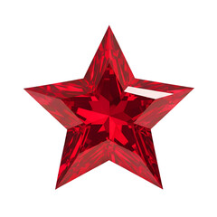 
Five-pointed star with ruby ​​texture isolated on transparent background