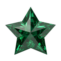 
Five-pointed star with emerald texture isolated on transparent background