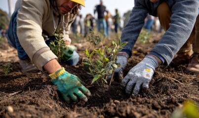 Volunteers planting trees