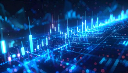 Fototapeta premium Abstract Futuristic Data Visualization of Stock Market Chart Technology
