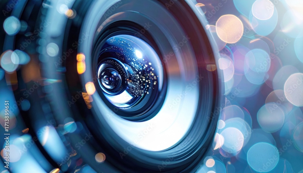 Wall mural Optical aperture array bokeh with subtle circles and right side copy space representing abstract optics suitable for technology branding and clean backgrounds