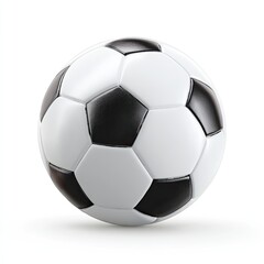 Fototapeta premium Classic black and white soccer ball, isolated on white background; glossy, textured surface