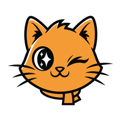 Winking Cat Mascot: A charming and adorable cat mascot, rendered in vibrant colors, winks playfully, radiating a sense of friendly character and delight. 