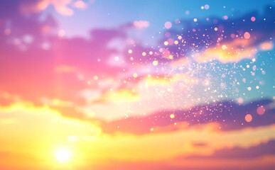 オレンジ色に染まる美しい夕焼け空と幻想的な雲の風景
