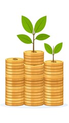 Stacks of coins with growing plants (1)