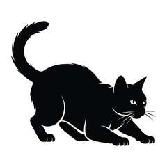 Mysterious Feline Silhouette: An elegant black cat, depicted in a stylized silhouette, exudes an air of stealth, poise, and mystery, perfect for adding a touch of feline grace to any project.