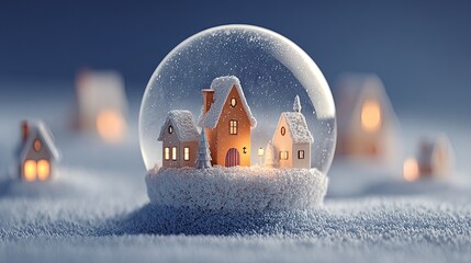 Snowy village in a glass sphere