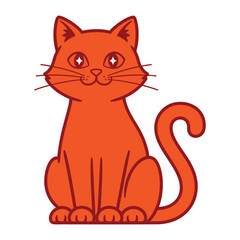 Cheerful Cat: A digitally rendered illustration of an orange cat in a playful sitting pose with large, sparkling eyes, radiating cheerfulness and a sense of calm.