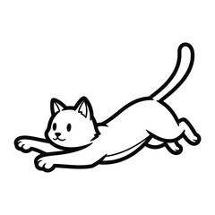 Cat in Action: A playful outline of a cat in mid-leap, capturing the essence of feline energy and agility.