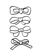 Christmas black bows. line drawing.

