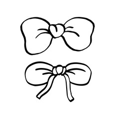 Christmas black bows. line drawing.
