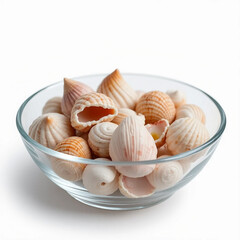 clear glass bowl filled with a collection of sea shells
