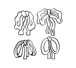Christmas black bows. line drawing.
