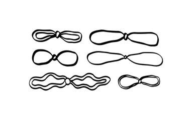 Set of black bows. Present bows and ribbons. set of bows icon over white background, silhouette style