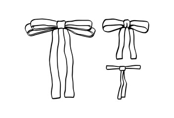 Set of black bows. Present bows and ribbons