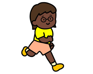 笑顔で走る黒人の女の子