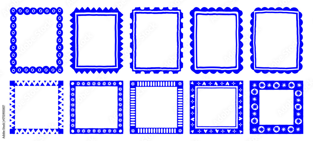 Poster vector set of hand drawn cut out style frames and borders - abstract design elements for wedding, bi