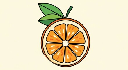 Vibrant orange slice illustration with leaves showcases the natural sweetness and zest of citrus
