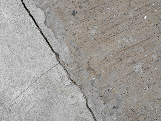 Crack wall texture background broken earthquake effect, whtie grey building cement damage pattern plaster grunge black line paint surface abstract, construction rough street concrete backdrop.
