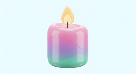Illuminated pastel gradient candle with gentle flame
