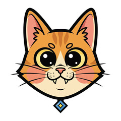 Obraz premium Playful Cat Portrait: A charming cartoon cat with a friendly expression and a stylish collar, rendered in a vibrant illustration style, ready to add a touch of joy and warmth.