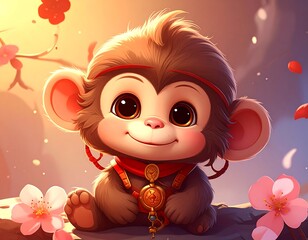 Cute monkey in a landscape