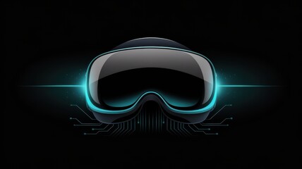 Futuristic virtual reality headset with glowing teal accents