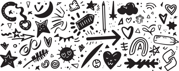 Naklejka premium Abstract Doodle Universe Creative Chaos Sketches Playful Mind Scribbles