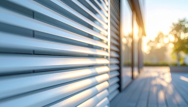 Louver facade graded light stripes cool modern tone with central copy space representing architectural shading suitable for architecture branding and product backdrops