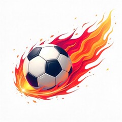 Fototapeta premium Soccer Ball with Flaming Trail Vector Icon on White Background
