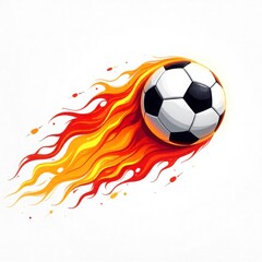 Soccer Ball with Flaming Trail Vector Icon on White Background