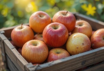 Blurred Orchard Dream  A Soft Focus Apple Harvest in a Vintage Wooden Crate