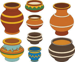 set of clay pots