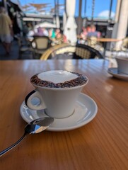 A cup of coffee in a café