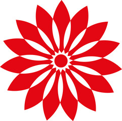 Red geometric flower isolated on transparent background