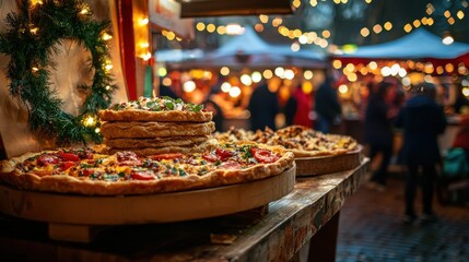 Christmas Market Pizza Festive Street Food