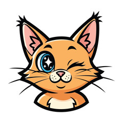 Whimsical Feline's Playful Wink: An endearing animated feline with a single closed eye expresses lightheartedness and charm