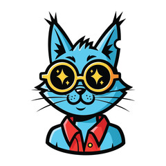 Cool Cat with Eyeglasses: This captivating illustration showcases a cool cat donning stylish eyeglasses. The cat exudes charm, confidence, and a touch of coolness.