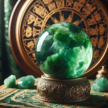 Aventurine Quartz Orb A scrying orb of green aventurine on a vel