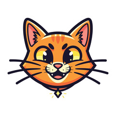 Orange Cat's Happy Expression: A cheerful orange cat head, its vibrant fur and bright eyes reflecting its joyous expression, a symbol of playful fun.