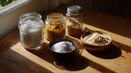 Jars of aromatic spices bask in golden sunlight, evoking Diwali feasts and ancient culinary alchemy, whispering savory secrets