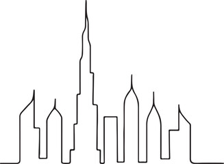 Detailed Dubai skyline vector illustration. 