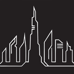 Detailed Dubai skyline vector illustration. 