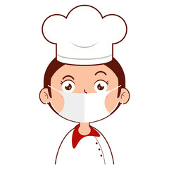 chef wear medical mask cartoon cute