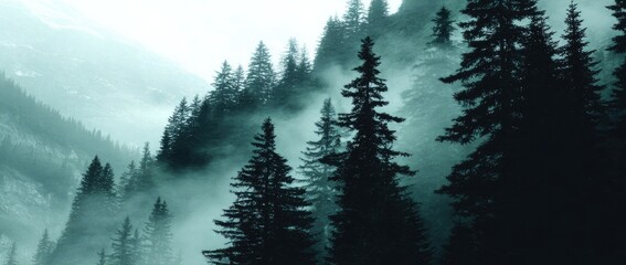 Misty mountain forest scene (2)